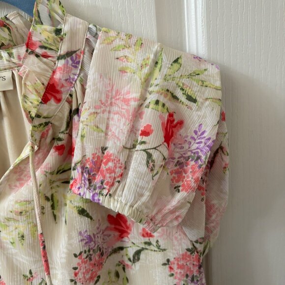 Floral Print Pop-over Blouse, PL - Picture 4 of 4